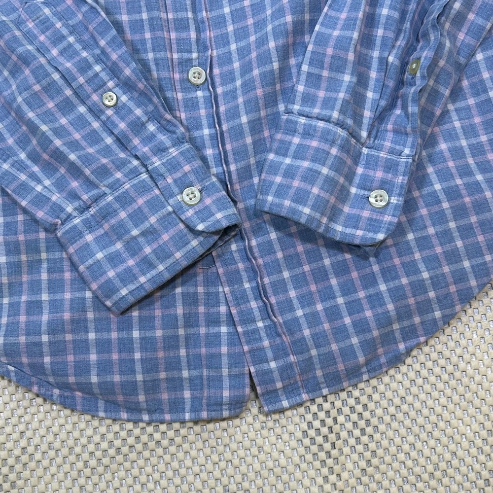 Vineyard Vines Slim Fit Whale Shirt Plaid Button Down Cotton Blue Mens Small - Picture 4 of 9
